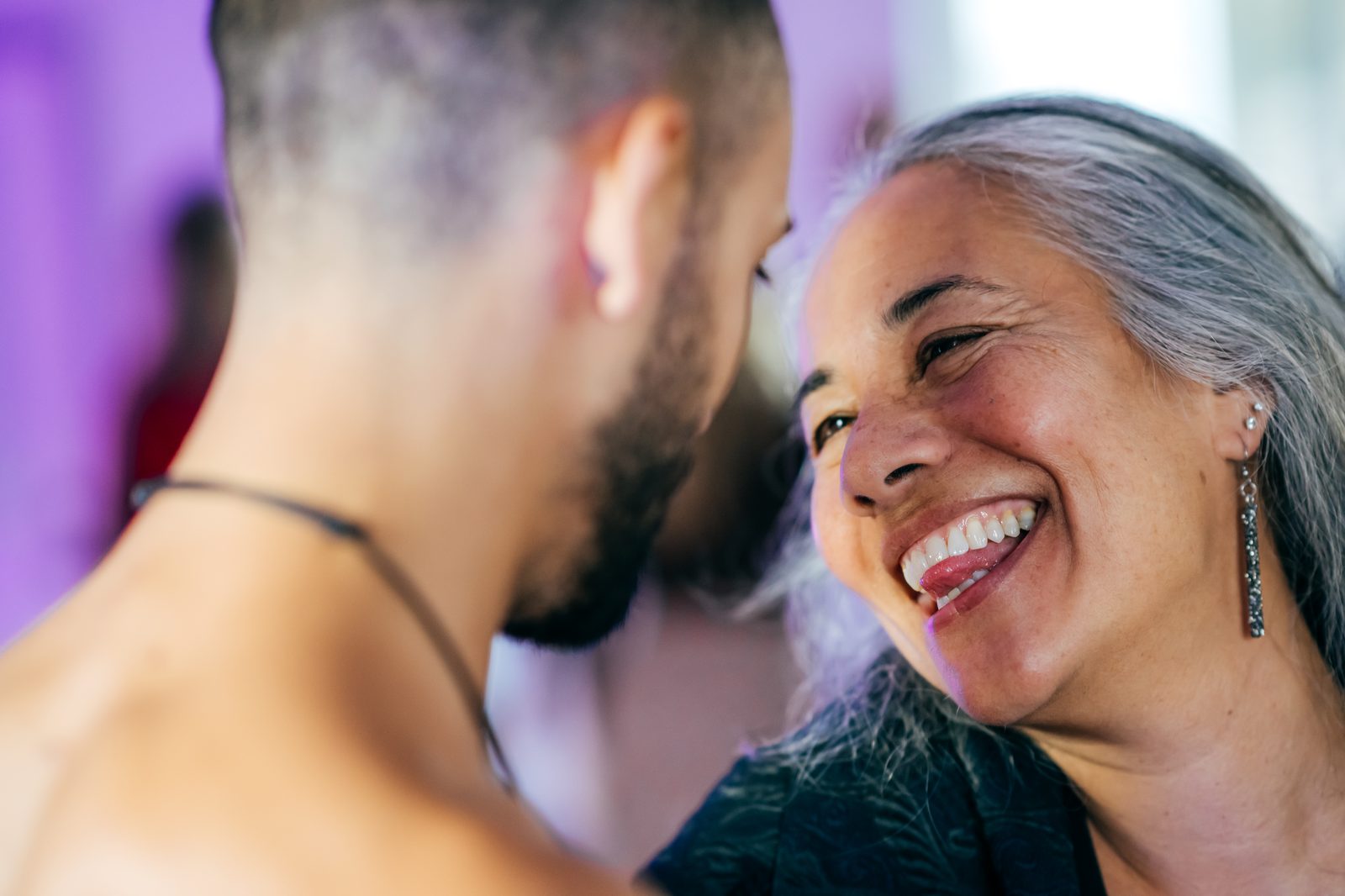 Pick: woman laughing openly during practice