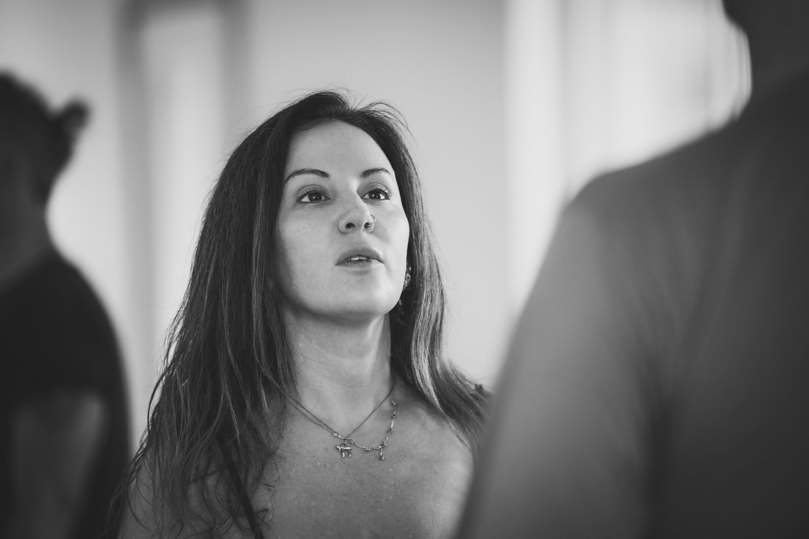 A participant listening intently during the workshop